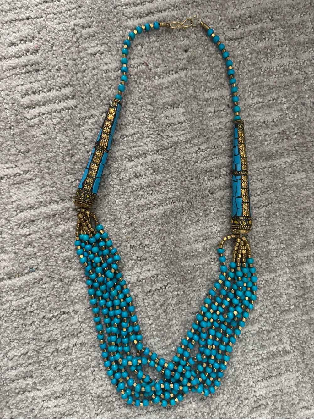 Turquoise Beaded Multi-Strand Statement Necklace -